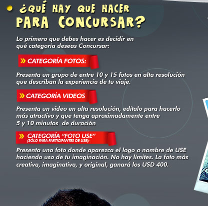 Categor&iacute;as del Concurso Fotos y Videos USE